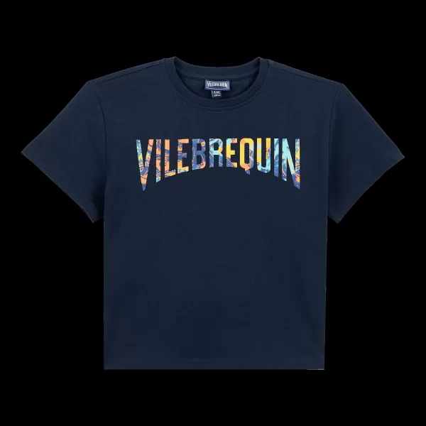 T-Shirt En Coton Organique Garçon Poulpes Tie & Dye Vilebrequin Prix Sacrifié Homme Bleu Marine / Bleu Le Père & Fils