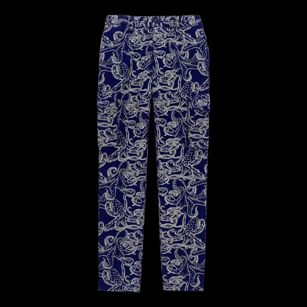Vilebrequin Bleu Marine / Bleu Homme Qualité Fiable Le Père & Fils Pantalon En Coton Garçon Macro Octopussy