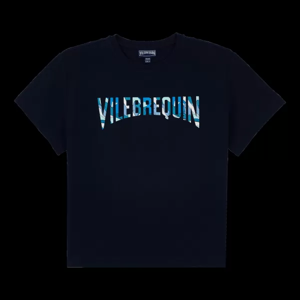 Bleu Marine / Bleu T-Shirt Coton Organique Garçon Sharks All Around Vilebrequin Coût Le Père & Fils Homme