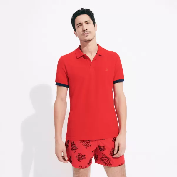 Vilebrequin Coquelicot / Rouge Vente Polos Polo En Coton Organique Homme Uni Homme
