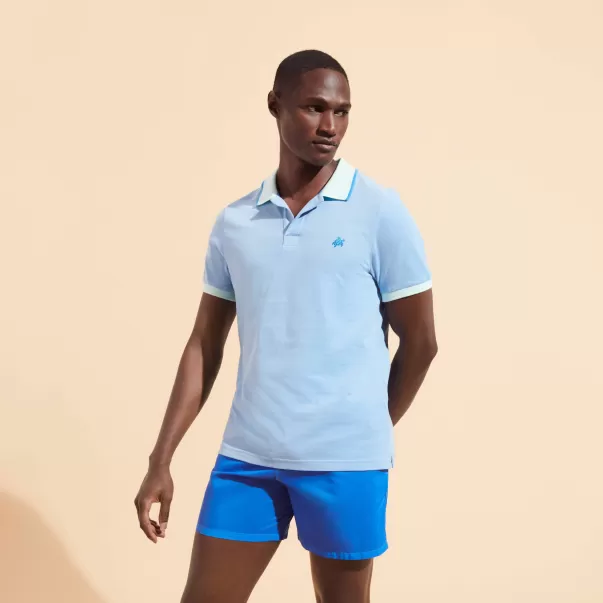 Thalassa / Bleu Polo En Coton Organique Changeant Homme Uni Vilebrequin Homme Polos Pratique