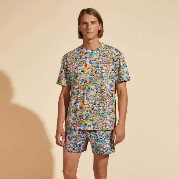 Multicolore / Multi T-Shirt En Coton Organique Homme Animals - Vilebrequin X Okuda San Miguel T-Shirts Vivre Homme