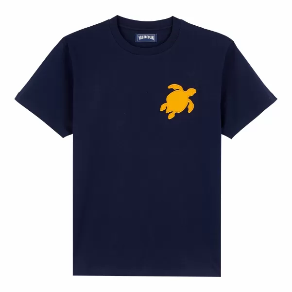 Vilebrequin T-Shirt En Coton Homme Patch Tortues Homme T-Shirts Prix Bradé Bleu Marine / Bleu