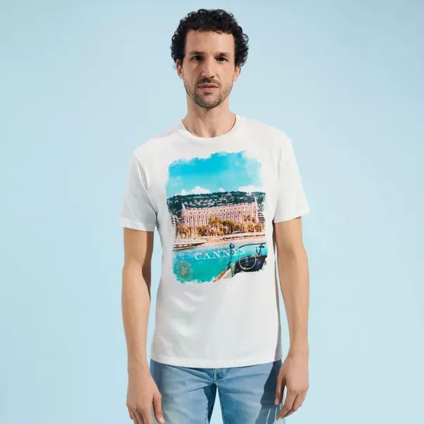 T-Shirt En Coton Homme Cannes Homme Off-White / Blanc T-Shirts Tarif Vilebrequin