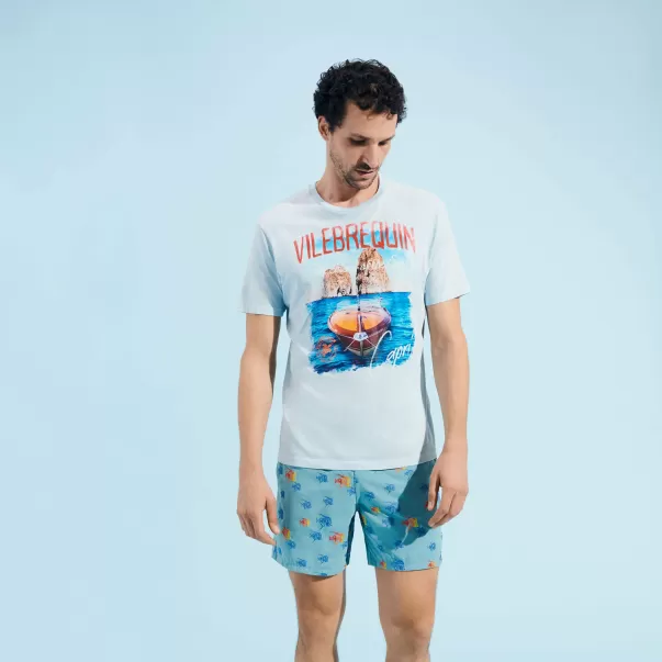 Vilebrequin Homme T-Shirts Complet Divin / Bleu T-Shirt En Coton Homme Capri