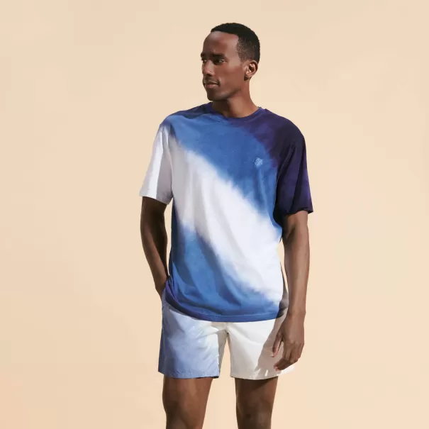T-Shirts Bon Faience / Bleu Vilebrequin Homme T-Shirt Coton Organique Homme Tie & Dye