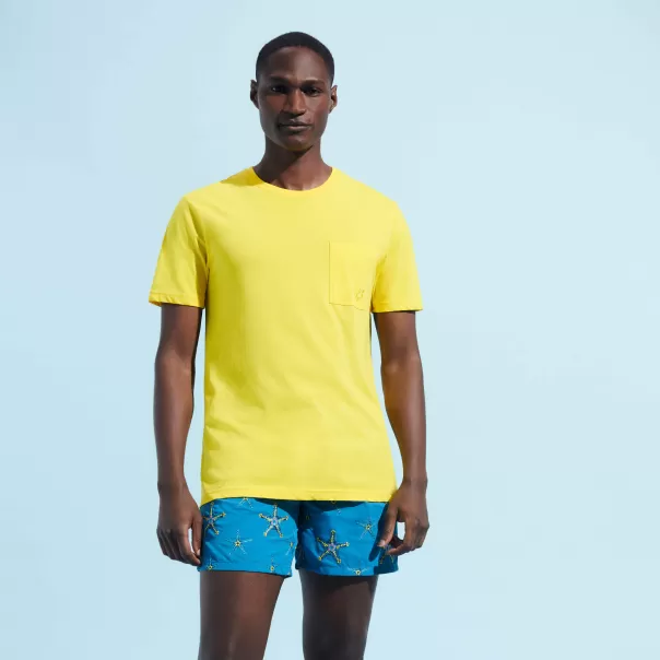 Homme Soleil / Jaune Vilebrequin T-Shirt En Coton Organique Homme Uni Prix Canon T-Shirts