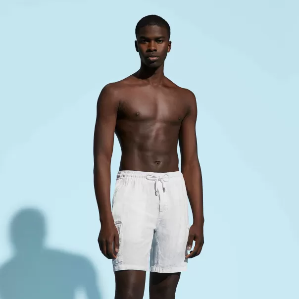 Innovant Vilebrequin Bermudas Et Shorts Bermuda En Lin Homme Uni Blanc / Blanc Homme