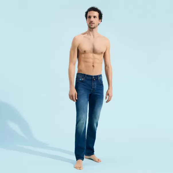 Vilebrequin Pantalons Certification Jeans 5 Poches Homme Imprimé Sud Med Denim W2 / Bleu Homme