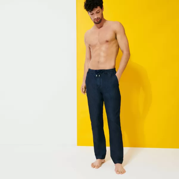 Vilebrequin Pantalon En Laine Effet Denim Innovant Homme Dark Denim W1 / Bleu Pantalons