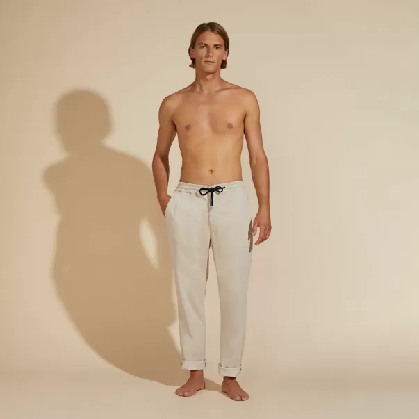 Chanvre / Beige Pantalon Strech En Coton Et Modal Homme Homme Pantalons Vilebrequin Tarif