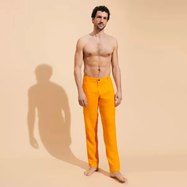 Homme Carotte / Orange Prix Avantageux Vilebrequin Pantalons Pantalon En Lin Homme Uni