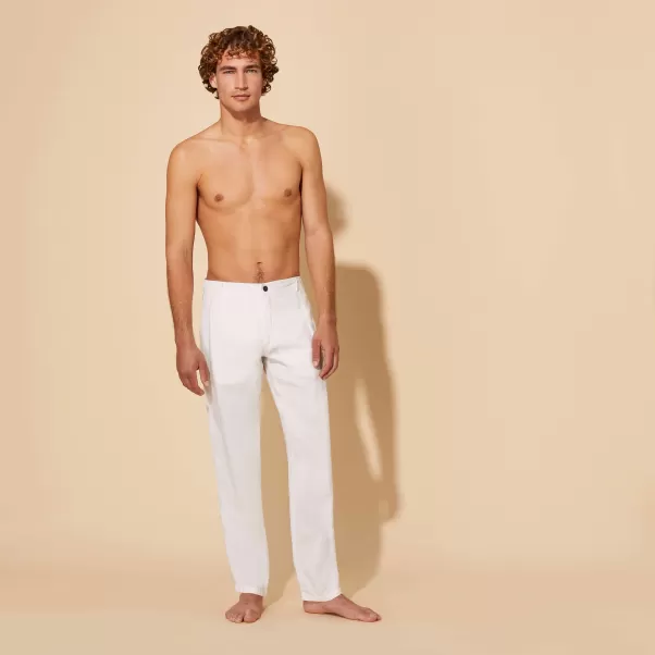 Vilebrequin Blanc / Blanc Homme Pantalons Élégant Pantalon En Lin Homme Uni