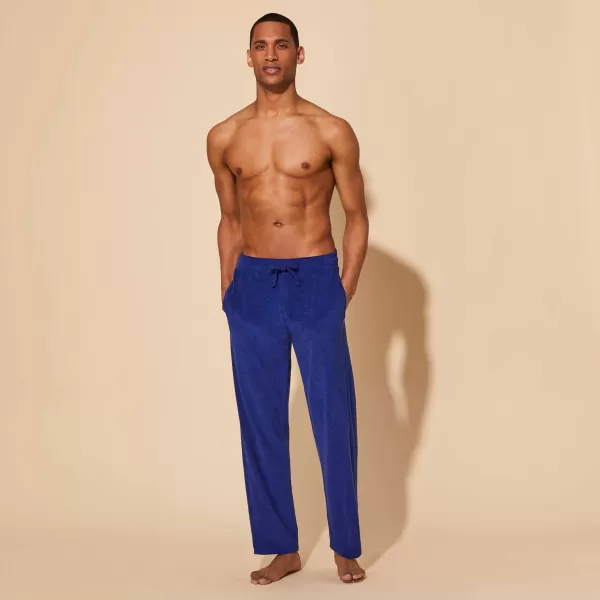 Vilebrequin Pantalons Pantalon En Éponge Homme Uni Encre / Bleu Facile Homme