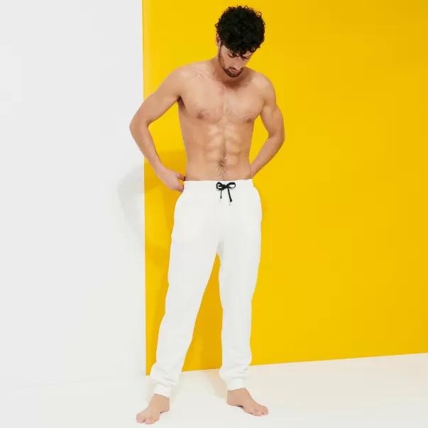 Pantalons Prix Exceptionnel Homme Vilebrequin Pantalon Jogging En Coton Homme Uni Off-White / Blanc