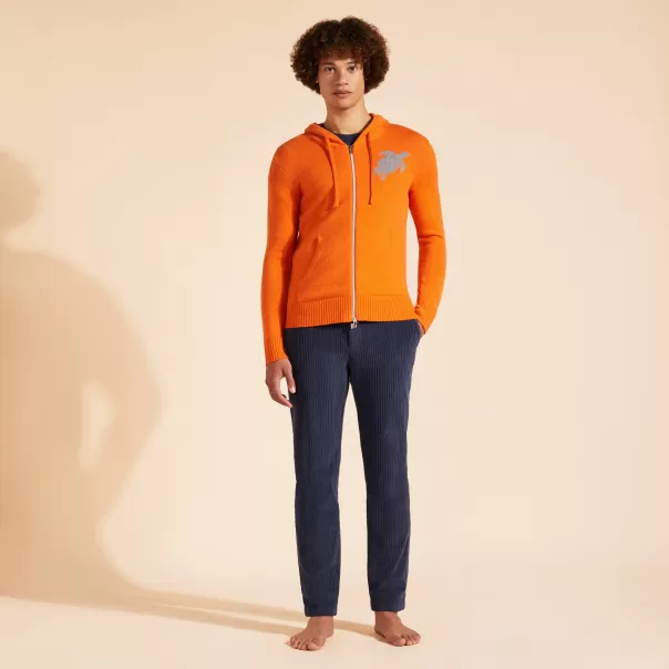 Vilebrequin Homme Pulls Et Cardigans Standard Carotte / Orange Cardigan En Coton Et Cachemire Homme À Fermeture Zippée