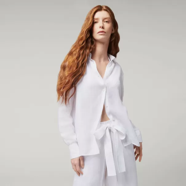 Valeur Chemise En Lin Blanc Femme Unie- Vilebrequin X Angelo Tarlazzi Blanc / Blanc Femme Chemises