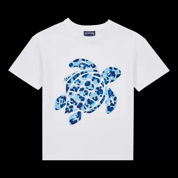 Blanc / Blanc T-Shirts Garçon Prix Discount T-Shirt En Coton Garçon Turtles Leopard Vilebrequin