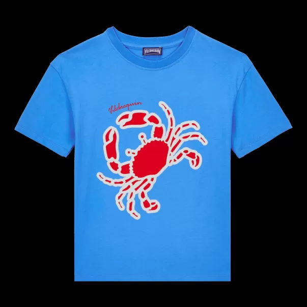 Bon Faience / Bleu T-Shirts Garçon Vilebrequin T-Shirt En Coton Garçon Crabs