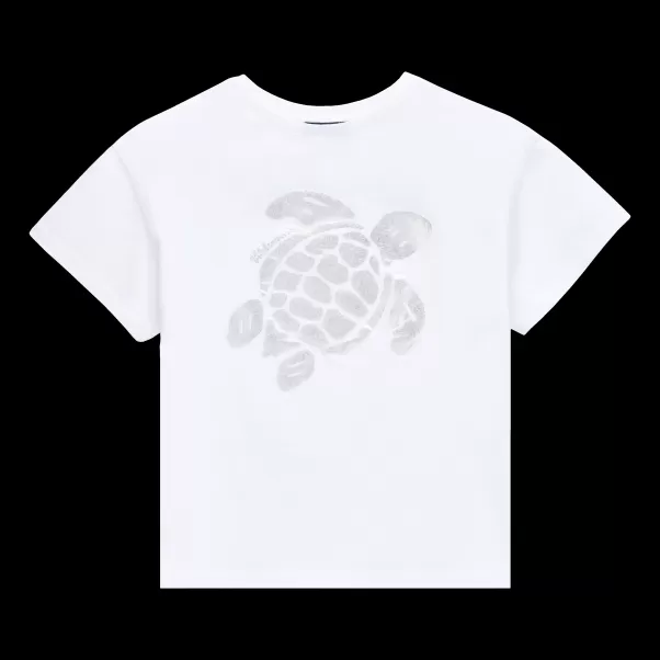 Vilebrequin T-Shirts Blanc / Blanc T-Shirt En Coton Fille Ikat Turtle Fille En Ligne