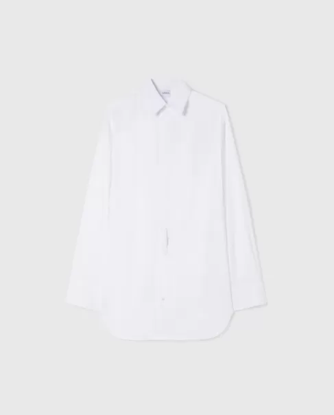 Aspesi Chemises Et Hauts Chemise Oversize En Brillantine De Coton Blanc Femme Remise