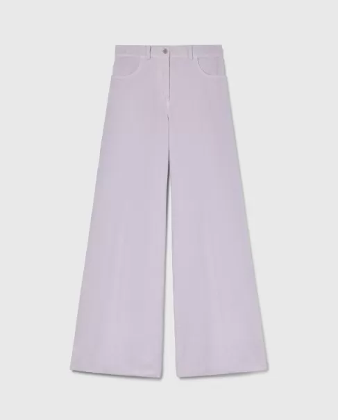 Aspesi Femme Pantalons Et Shorts Innovation Blanc Pantalon Évasé En Coton Taille Moyenne Milleraies