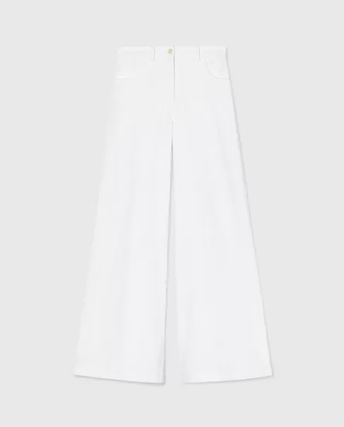 Blanc Pantalon Évasé En Coton Taille Moyenne Milleraies Prix Variable Pantalons Et Shorts Aspesi Femme