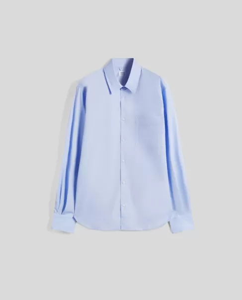 Chemises Bleu Ciel Aspesi Homme Choix Chemise En Popeline De Coton Futée